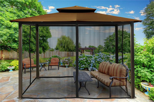 Paragon Outdoor Barcelona 10x12 Gazebo with Coca Top & Mosquito Netting