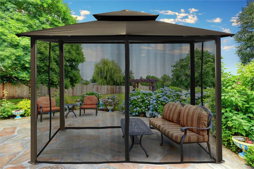 Paragon Outdoor Barcelona 10x12 Gazebo with Grey Top & Mosquito Netting