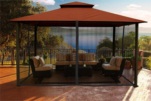 Paragon Outdoor Kingsbury 11x14 Gazebo with Rust Sunbrella Top & Mosquito Netting