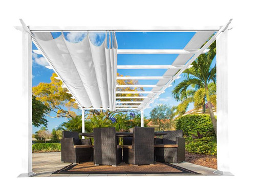 Paragon Outdoor Florence 11x16 White Aluminum Pergola/White Color Convertible Canopy