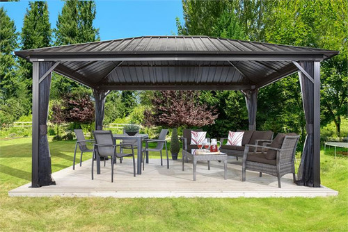 Sojag Genova 12x16 Hard Top Gazebo with Mosquito Netting