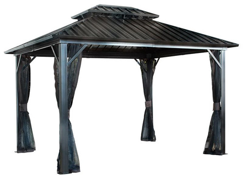 Sojag Genova II 12x12 Double Roof Hard Top Gazebo with Mosquito Netting