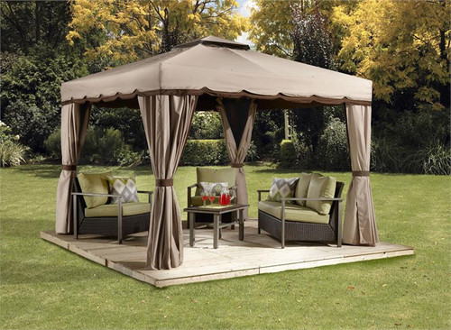 Sojag Roma 10x10 Soft Top Gazebo with Mosquito Netting, Privacy Curtains