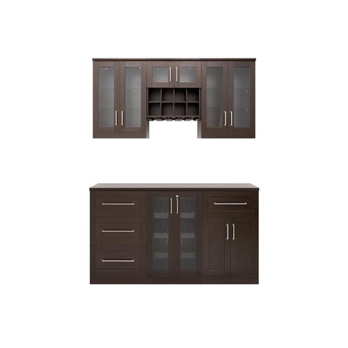 NewAge Home Bar Espresso 7 Piece Cabinet Set- 21"