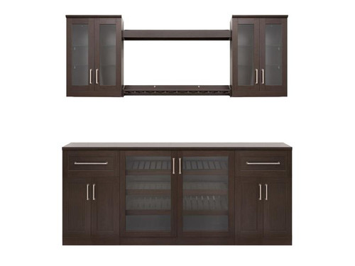 NewAge Home Bar Espresso 8 Piece Cabinet Set - 21"