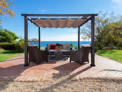 Paragon Outdoor Modena 12x12 Soft Top Pergola Espresso Frame/Mocha Canopy