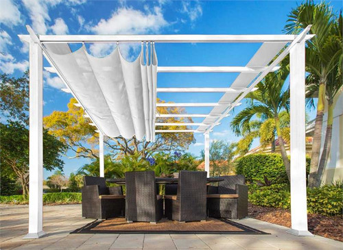 Paragon Outdoor Florence 11x11 White Aluminum Pergola/White Color Convertible Canopy