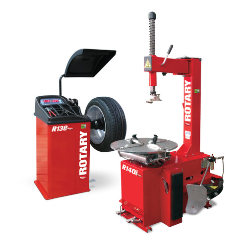 Rotary RW138140C Value Combo - R140i Swingarm Tire Changer + R138 Shop 2D Wheel Balancer