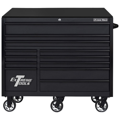 Extreme Tools RX Series 55" 12-Drawer Roller  - Matte Black w/Black Drawer Pulls