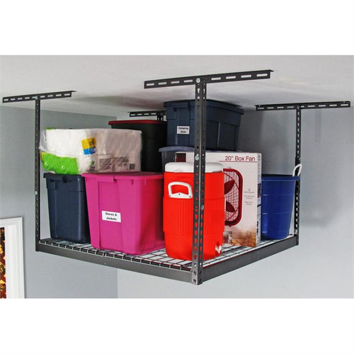 SafeRacks 4' x 4' Overhead Storage Rack 24" - 45" Drop - Hammertone