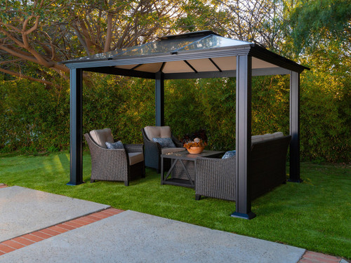 Paragon Outdoor Santa Monica 10x12 Hard Top Gazebo with Mosquito Netting