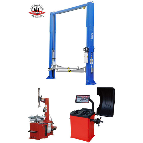 iDEAL TP12KSC-DX 12,000 lb. ALI Certified 2-Post, TC-530 Tire Changer, WB-953 Wheel Balancer Combo Package