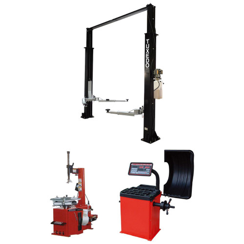 Tuxedo TP9KAC-TUX 9,000 lb 2 Post Lift, TC-530 Tire Changer, WB-953 Wheel Balancer Combo Package