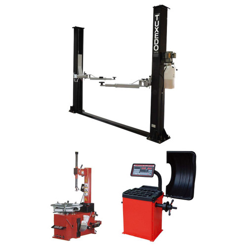 Tuxedo TP9KF-TUX 9,000 lb 2 Post Lift, TC-530 Tire Changer, WB-953 Wheel Balancer Combo Package