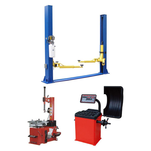 Tuxedo TP9KFX 9,000 lb 2 Post Lift, TC-530 Tire Changer, WB-953 Wheel Balancer Combo Package